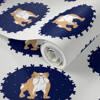 Bulldogs in Blues! Cute English Bulldogs in pretty little cameo frames.