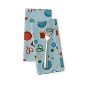 Cute Sewing Themed Pattern Blue Background