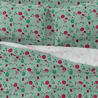 Cute Sewing Themed Pattern Green Background