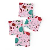 Cute Sewing Themed Pattern Pink