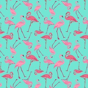 Flamingos on Aqua 
