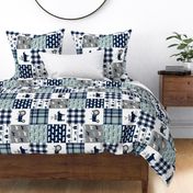 Farm life is the best life - Patchwork fabric - navy and dusty blue plaid farm fabric (90) C18BS