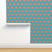 Orange Hearts on Teal