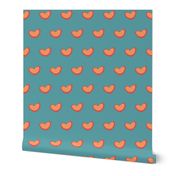 Orange Hearts on Teal