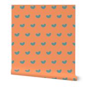 Teal Hearts on Orange