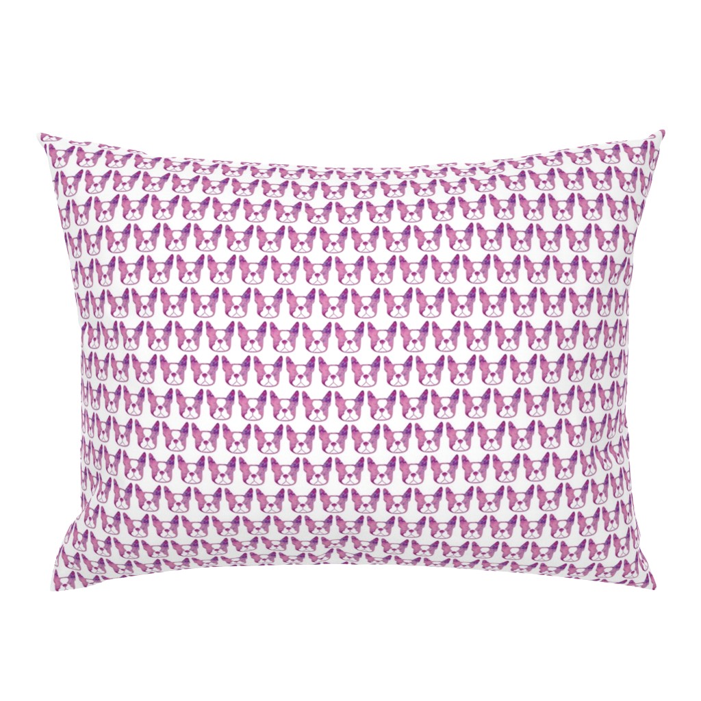 Boston Terriers in purple watercolor - pretty dog fabric 