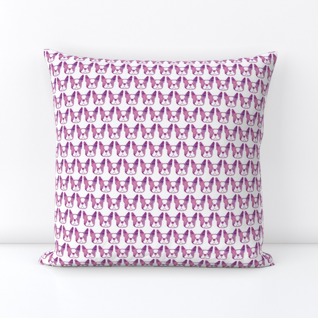 Boston Terriers in purple watercolor - pretty dog fabric 