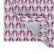 Boston Terriers in purple watercolor - pretty dog fabric 