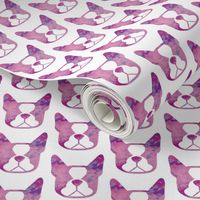 Boston Terriers in purple watercolor - pretty dog fabric 