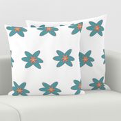 teal flower on white 7x7