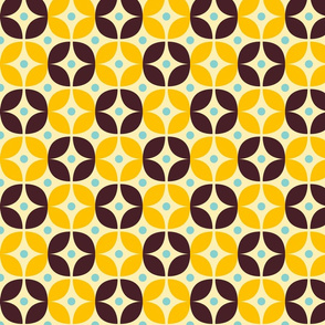 Geometric Pattern: Stylised Flower: Yellow/Brown