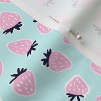 strawberries - pink on light blue