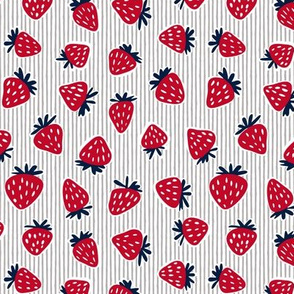 strawberries - red white and blue (grey stripes)