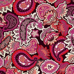 Valentine Paisley in Red Pink and Coral