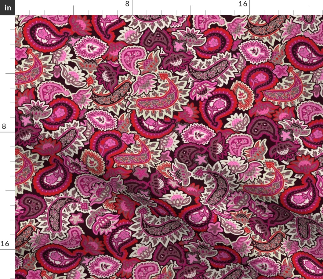 Valentine Paisley in Red and Pink