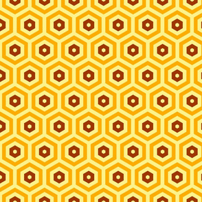 Geometric Pattern: Hexagon Hive: Orange/Brown