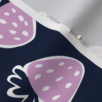 strawberries in orchid and navy - large scale