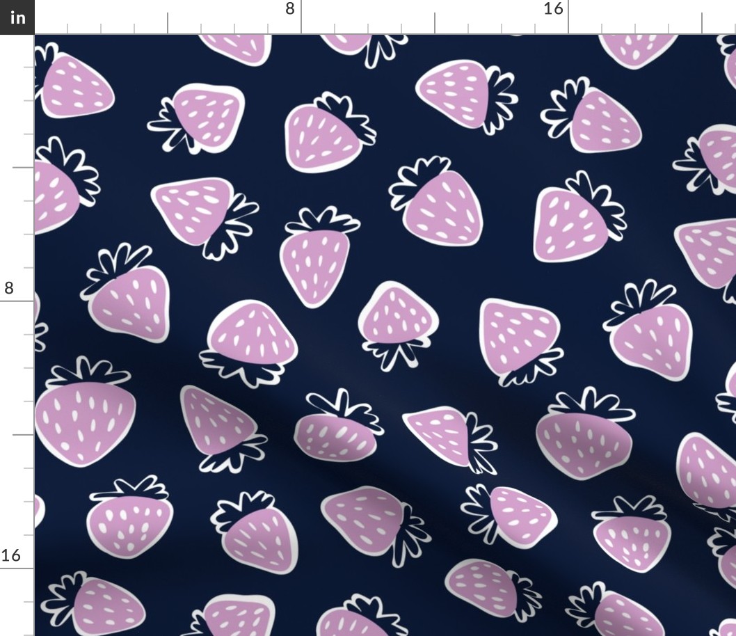 strawberries in orchid and navy - large scale