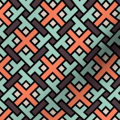 Geometric Pattern: Weave: Red/Green