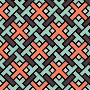 Geometric Pattern: Weave: Red/Green