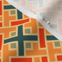 Geometric Pattern: Weave: Orange/Blue