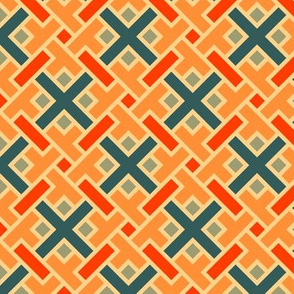 Geometric Pattern: Weave: Orange/Blue