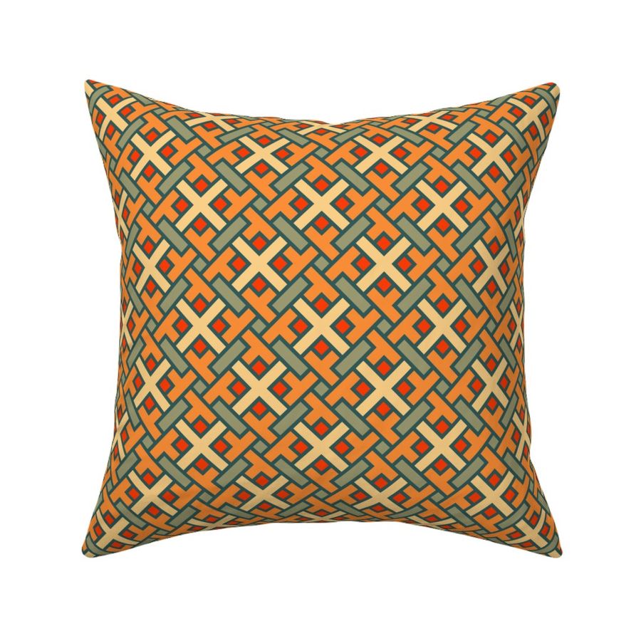 Geometric Pattern: Weave: Orange/Green