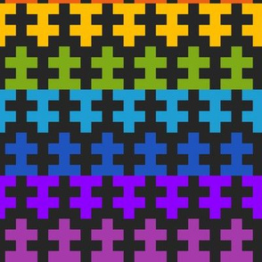Geometric Pattern: Cross: Rainbow Dark