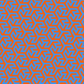 Geometric Pattern: Triskelion Fork: Orange/Blue