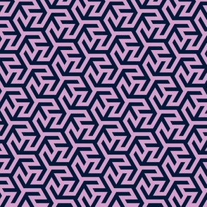 Geometric Pattern: Triskelion Fork: Navy/Pink