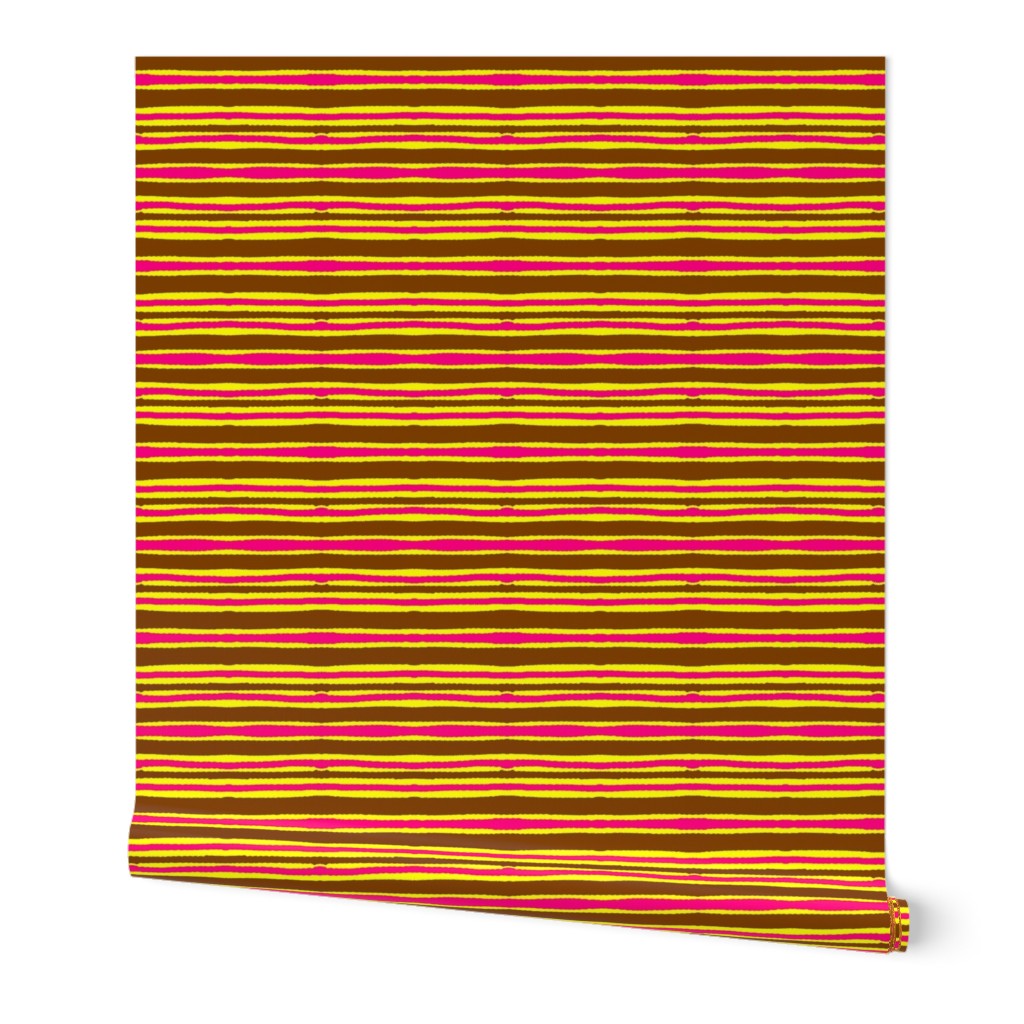 Mstari 3 Stripe in Pink Yellow & Brown