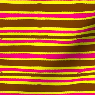 Mstari 3 Stripe in Pink Yellow & Brown