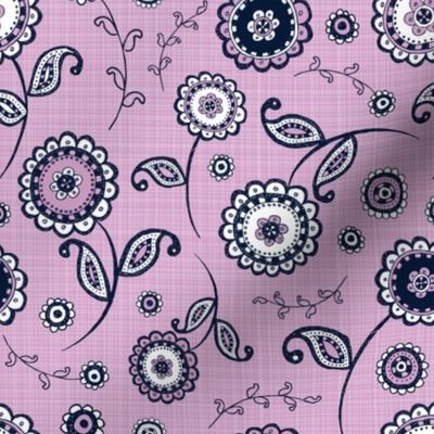 Paisley Floral - navy/orchid