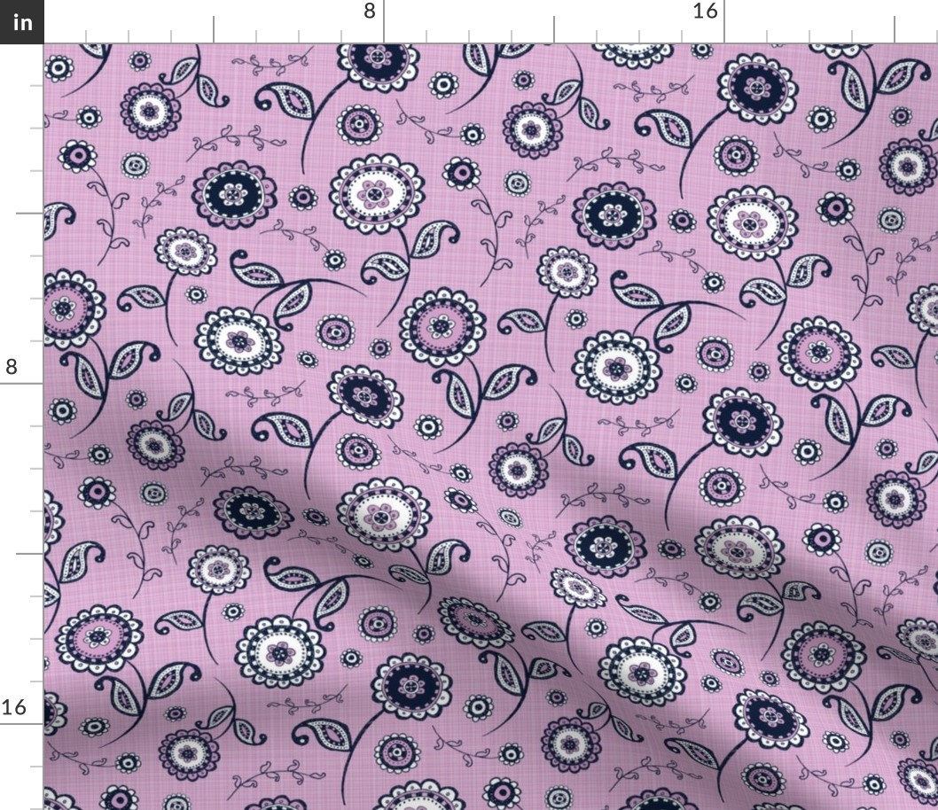 Paisley Floral - navy/orchid