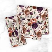 12" Plum Fall Florals on Cream