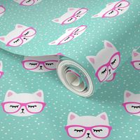 cat with hot pink glasses 