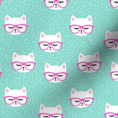 cat with hot pink glasses 
