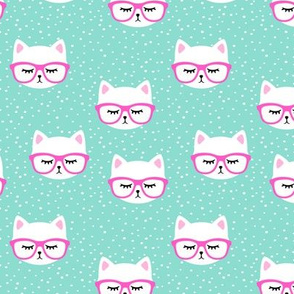 cat with hot pink glasses 