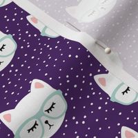 cats with glasses - purple and mint