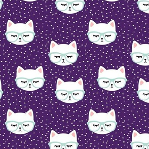 cats with glasses - purple and mint