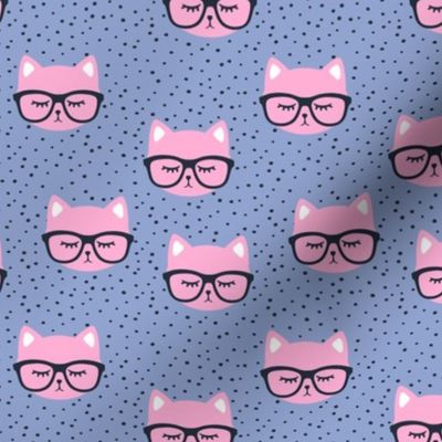 cats with glasses - pink