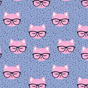 cats with glasses - pink