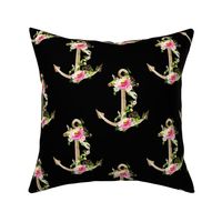 8" Pink and Green Floral Anchor - Black