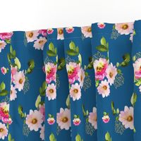 8" Pink and Green Florals - Blue