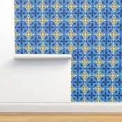 Sevilla - Spanish Tiles Blue & Yellow Large Scale