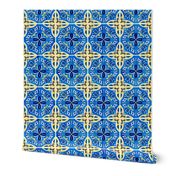 Sevilla - Spanish Tiles Blue & Yellow Large Scale