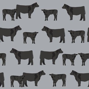 black angus fabric cattle and cow fabric cow design - grey