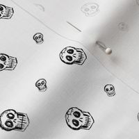 Scribble Goth - Skull Polka Dots, white