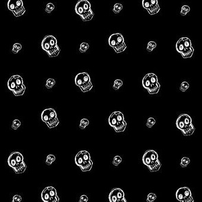 Scribble Goth - Skull Polka Dots, black