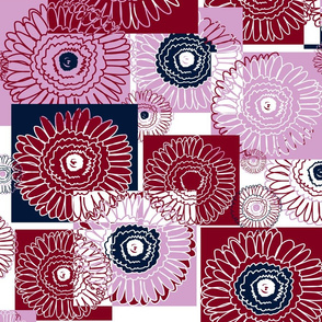 Wired Gerbera-Orchid Navy Burgundy